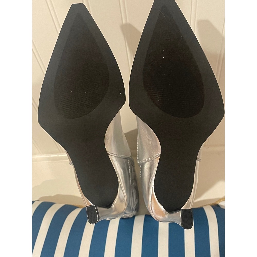 Steve Madden Kinzee Heeled Cowboy Boots Silver Metallic Pointed Toe Size 7.5 - Picture 4 of 5